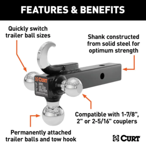 Curt Multi-Ball Mount w/ Hook, 2