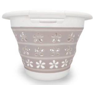 Camco Collapsible Laundry Basket - Small, White / Taupe  • 51951