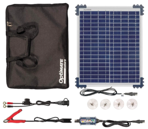 Optimate Solar Duo Panel 20W Travel Kit, 6-Step 12V/12.8V/1.6A, Weatherproof Solar Battery Saving Charger/Maintainer  • TM-522-D2TK