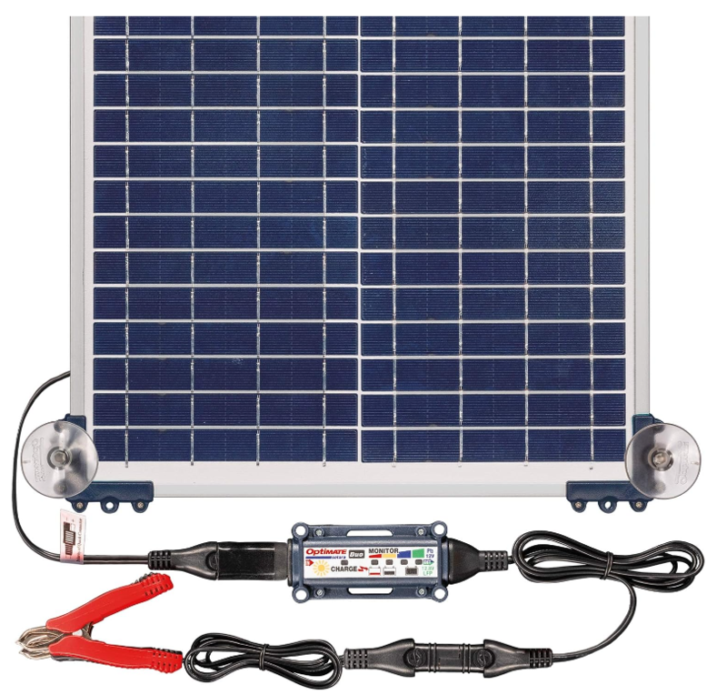 Optimate Solar Duo Panel 20W Travel Kit, 6-Step 12V/12.8V/1.6A, Weatherproof Solar Battery Saving Charger/Maintainer  • TM-522-D2TK