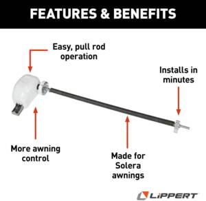 Lippert Solera Manual Pull Style Awning Idler Head Assembly - White • 272397