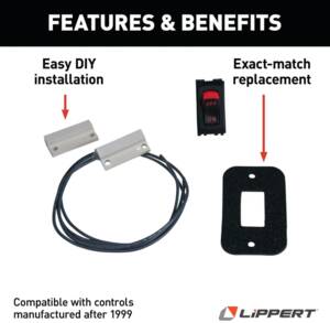 Lippert Kwikee Rectangular Magnetic Switch and Power Switch Kit • 379403