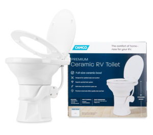 Camco Premium Ceramic RV Toilet with Ergonomic Design, White  • 41710