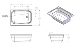 Specialty Recreation White Plastic Rectangular Bath Tub with Right Hand Drain, 32