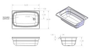 Specialty Recreation ABS Bath Tub, 24” x 36”, White with Right Drain  • BT2436WR