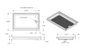 Specialty Recreation White Plastic Rectangular Shower Pan with Right Hand Drain (36