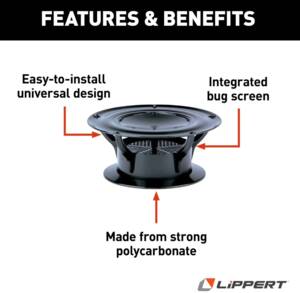 Lippert 360 Siphon Roof Vent Cap - Black • 389380