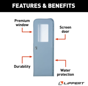 Lippert Right Hinge RV Radius Entry Door with Screen Door with Drip Cap & Threshold - 24