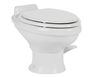 Dometic 321 Gravity Toilet, Elongated Ceramic Bowl, Low-Profile Height, White  • 9108782773