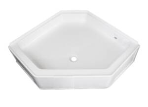 Specialty Recreation Neo-Angle White Plastic Pentagonal Shower Pan with Center Drain, 34