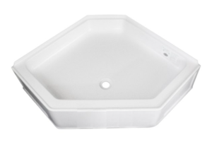 Specialty Recreation Neo-Angle White Plastic Pentagonal Shower Pan with Center Drain, 34