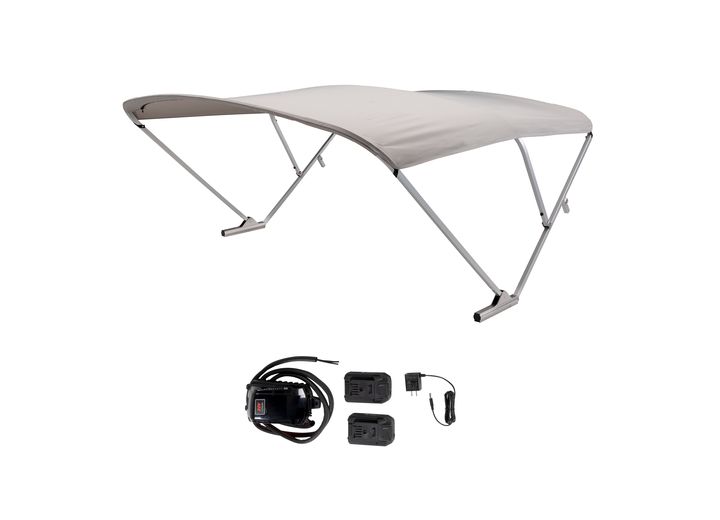 SureShade Battery Powered Bimini - Clear Anodized Frame & Grey Fabric  • 2021133092