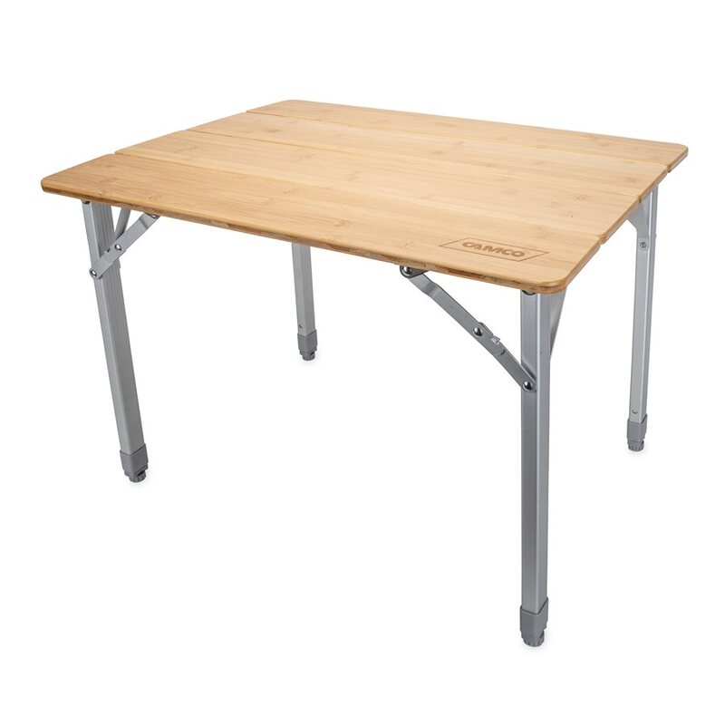 Camco Bamboo Folding Table w/ Aluminum Adjustable Legs  • 51895