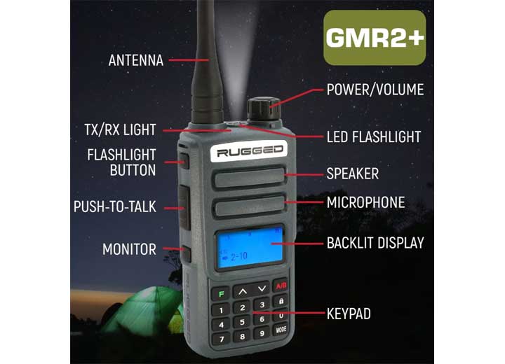 Rugged Radios GMRS and FRS Two Way Handheld Radio - Grey  • GMR2-PLUS