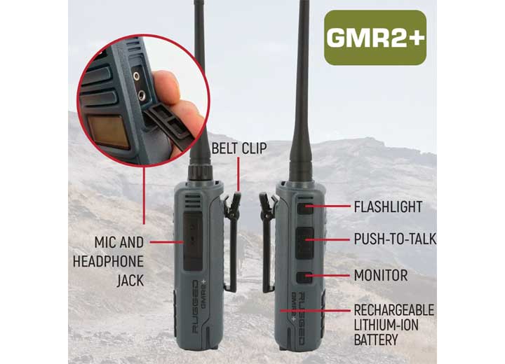 Rugged Radios GMRS and FRS Two Way Handheld Radio - Grey  • GMR2-PLUS