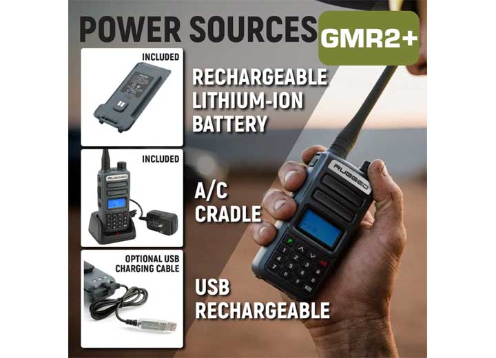 Rugged Radios GMRS and FRS Two Way Handheld Radio - Grey  • GMR2-PLUS