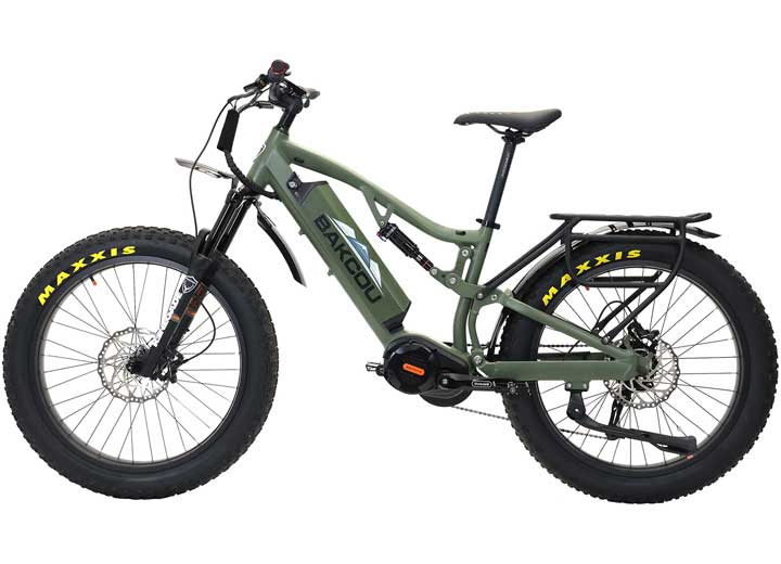 Bakcou Scout Full Suspension E-Bike, Large, Matte Army Green, 21ah   • B-SC19-G-B21