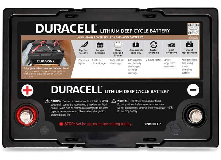 Duracell Lithium-Iron Phosphate Deep Cycle 12.8V 100 Ah Battery  • DRB100LFP