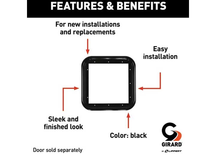 Girard RV Water Heater Door Trim Ring - Black  • 2022107546