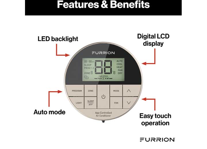 Furrion Multi-Zone Wall Thermostat with App Control for Chill Air Conditioner Systems  • 2022068580