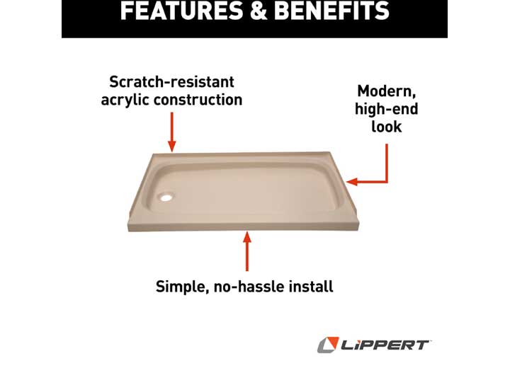 Lippert Shower Pan with Left Drain; 24