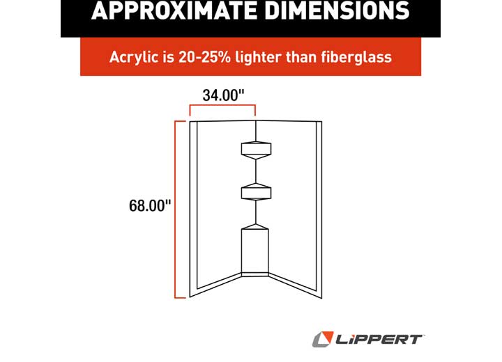 Lippert Neo Angle Shower Wall Surround; 34