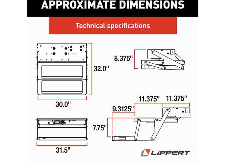 Lippert Kwikee 25 Series Electric Step Assembly Frame  • 3658374