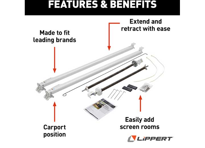 Lippert Solera 1000 Series Universal RV Awning Arms & Hardware Kit - 63