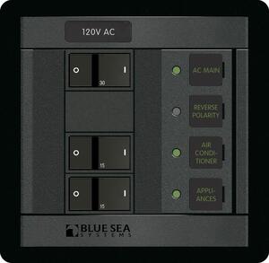 Blue Sea 360 AC Main Circuit Breaker Panel System, 120VAC, Main and 2 Positions  • 1214-BSS