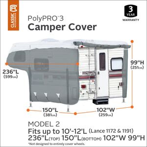 Classic Accessories PolyPro 3 Truck Camper Cover, Gray with White Roof, 10'-12'  • 80-037-153101-00