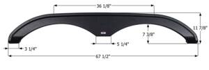Icon Tandem Fender Skirt for Pacific Coachworks/Powerlite, Black, 67-1/2