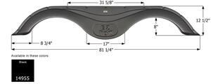 Icon Prime Time RV Tandem Fender Skirt, Black, 81-1/4