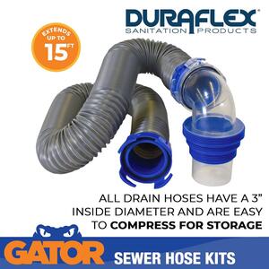 Duraflex Gator 21 Mil Polypropylene RV Sewer Hose Kit, 15 Ft  • 22003