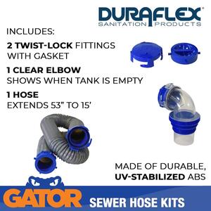 Duraflex Gator 21 Mil Polypropylene RV Sewer Hose Kit, 15 Ft  • 22003