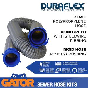 Duraflex Gator 21 Mil Polypropylene RV Sewer Hose Kit, 15 Ft  • 22003