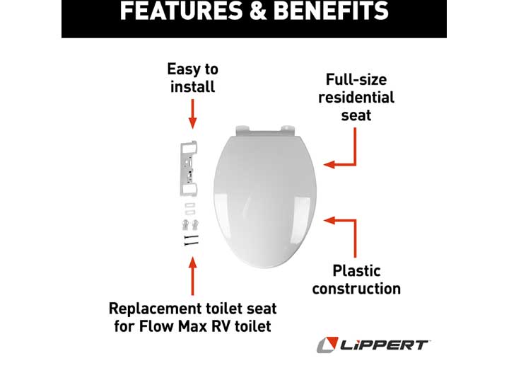 Lippert Flow Max Replacement RV Toilet Seat, White  • 2022121972