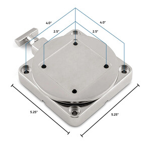 Cannon 22.5° Mirror Cast 316 Stainless Steel Swivel Downrigger Low-Profile Mount Base  • 1903002