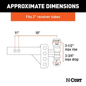 Curt Slim Adjustable Channel Mount w/ Dual Ball, 2