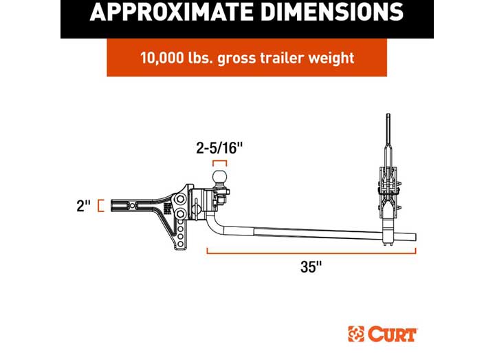 Curt TruTrack 2P Trailer-Mounted Weight Distribution Hitch, 8-10K  • 17510