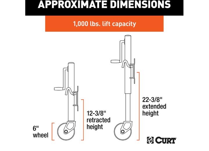 Curt Marine Trailer Jack with 6