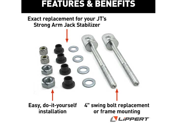 Lippert JT's Strong Arm RV Jack Stabilizer Swing Bolt Kit - 4