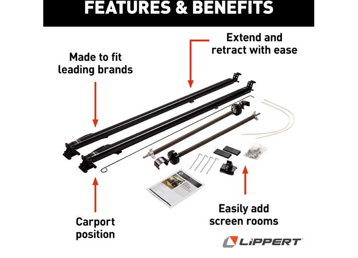 Lippert Solera 1000 Series Universal RV Awning Arms & Hardware Kit - 63