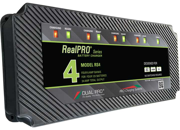 PRO Charging Systems RealPRO Series 4-Bank 24 Amp (6-Amp per Bank) Waterproof Battery Charger  • RS4