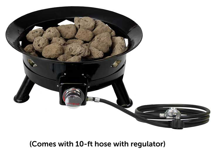 Flame King Outdoor Portable Propane Gas 24″ Fire Pit Bowl with Self Igniter, Cover, and Carry Straps  • FKG6502D