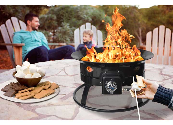 Flame King Outdoor Portable Propane Gas 24″ Fire Pit Bowl with Self Igniter, Cover, and Carry Straps  • FKG6502D