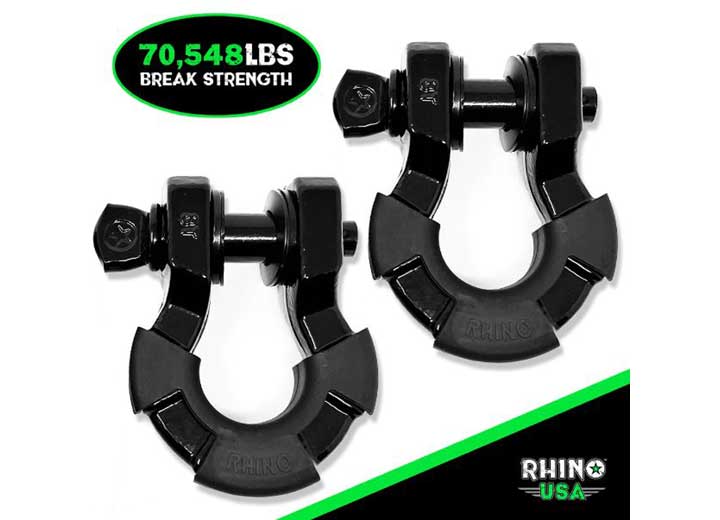 Rhino USA 8-Ton Super Shackles w/ Isolators, Black  • SUPERSHACK-BLK