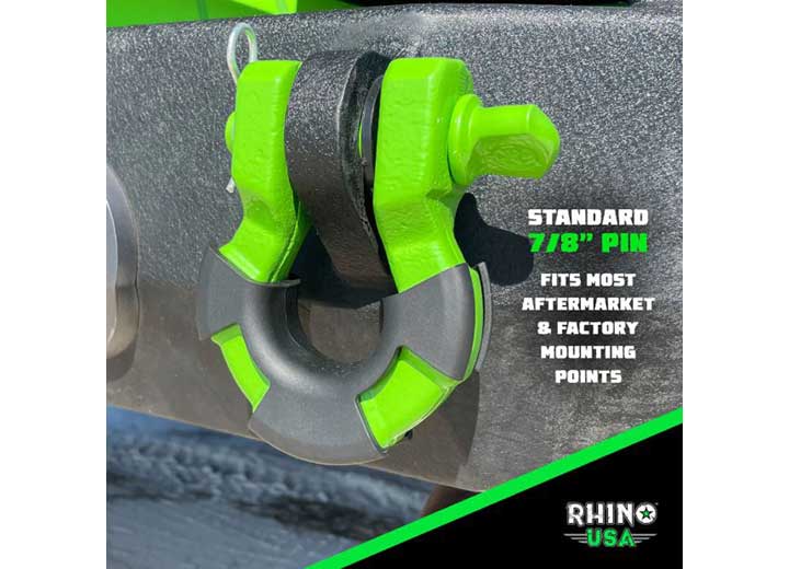 Rhino USA 8-Ton Super Shackles w/ Isolators, Green  • SUPERSHACK-GRN