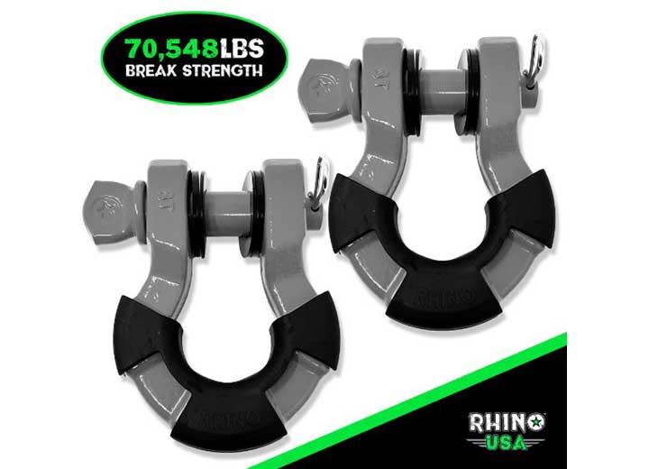 Rhino USA 8-Ton Super Shackles w/ Isolators, Gray  • SUPERSHACK-GRY