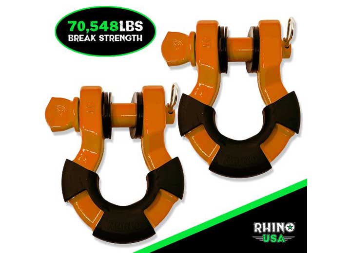 Rhino USA 8-Ton Super Shackles w/ Isolators, Orange  • SUPERSHACK-ORG