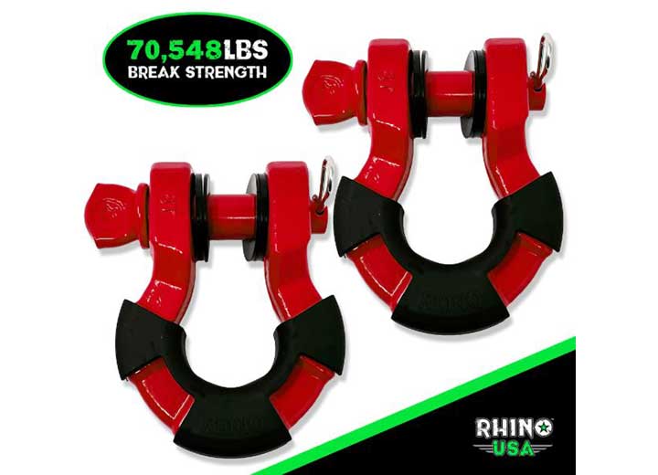 Rhino USA 8-Ton Super Shackles w/ Isolators, Red  • SUPERSHACK-RED